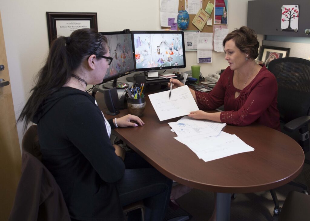 Anna Woodcock and student